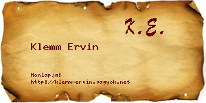Klemm Ervin névjegykártya