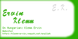 ervin klemm business card